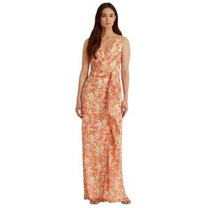 LAUREN Ralph Lauren Floral Ruffle-Trim Georgette Gown, size 8